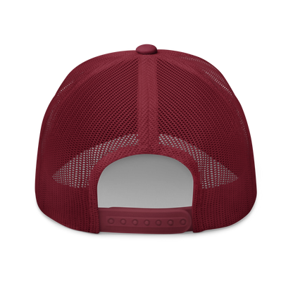 American Eel "Anguilla rostrata" Embroidered Cranberry Red Trucker Hat Back Mockup