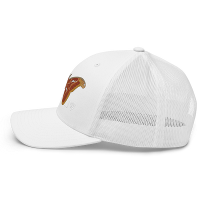 Atlas Moth "Attacus taprobanis" Embroidered White Trucker Hat Left Mockup