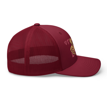 Blackback Land Crab "Gecarcinus lateralis" Embroidered Cranberry Red Trucker Hat Right Mockup