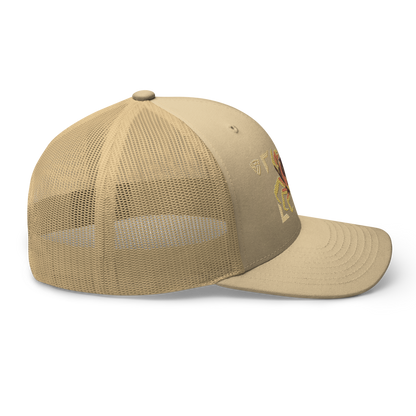 Blackback Land Crab "Gecarcinus lateralis" Embroidered Khaki Trucker Hat Right Mockup