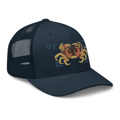 Blackback Land Crab "Gecarcinus lateralis" Embroidered Navy Blue Trucker Hat Right Front Mockup