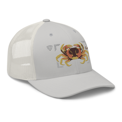 Blackback Land Crab "Gecarcinus lateralis" Embroidered Silver Trucker Hat Right Front Mockup
