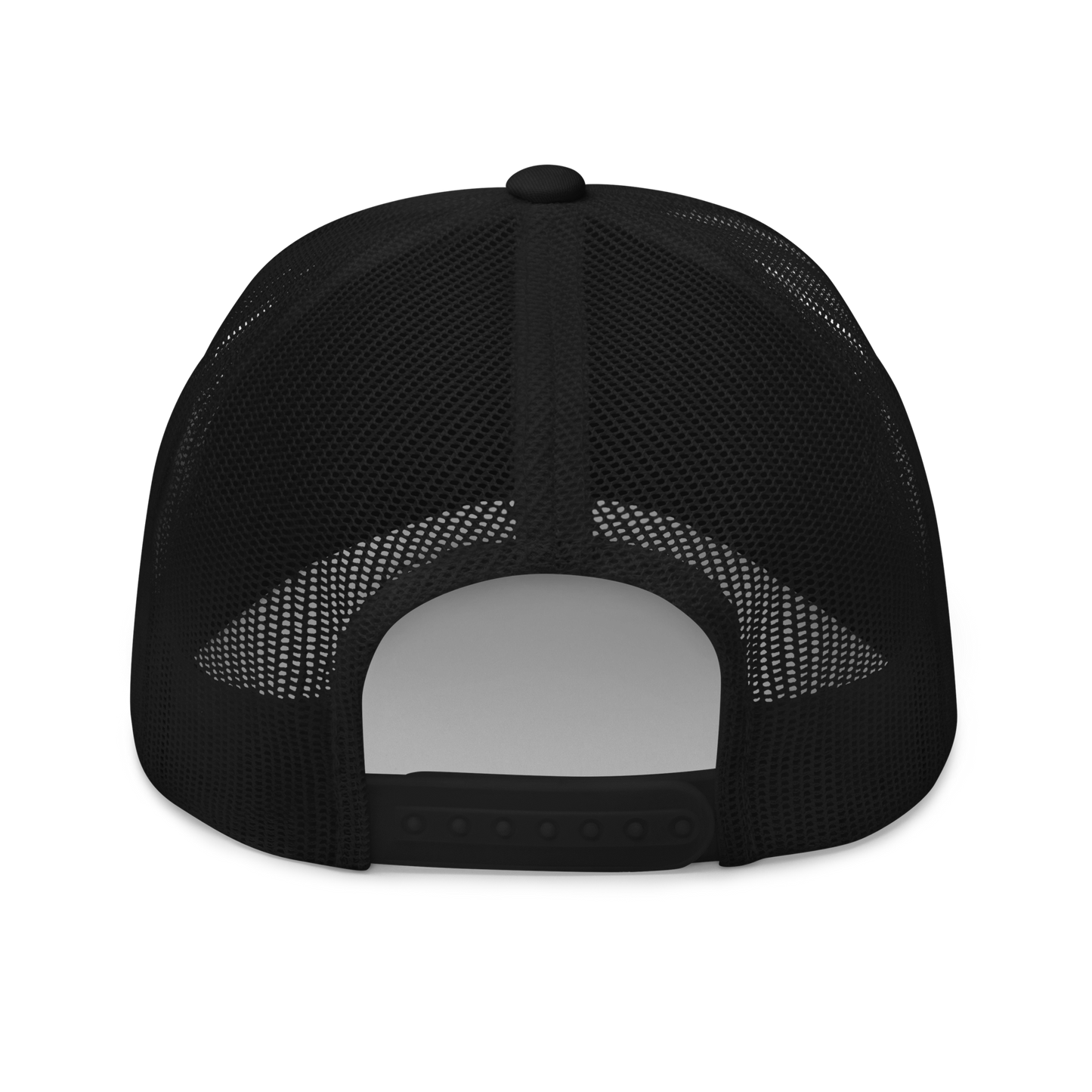 Bontequagga "Equua quagga burchellii" Embroidered Black Trucker Hat Back Mockup