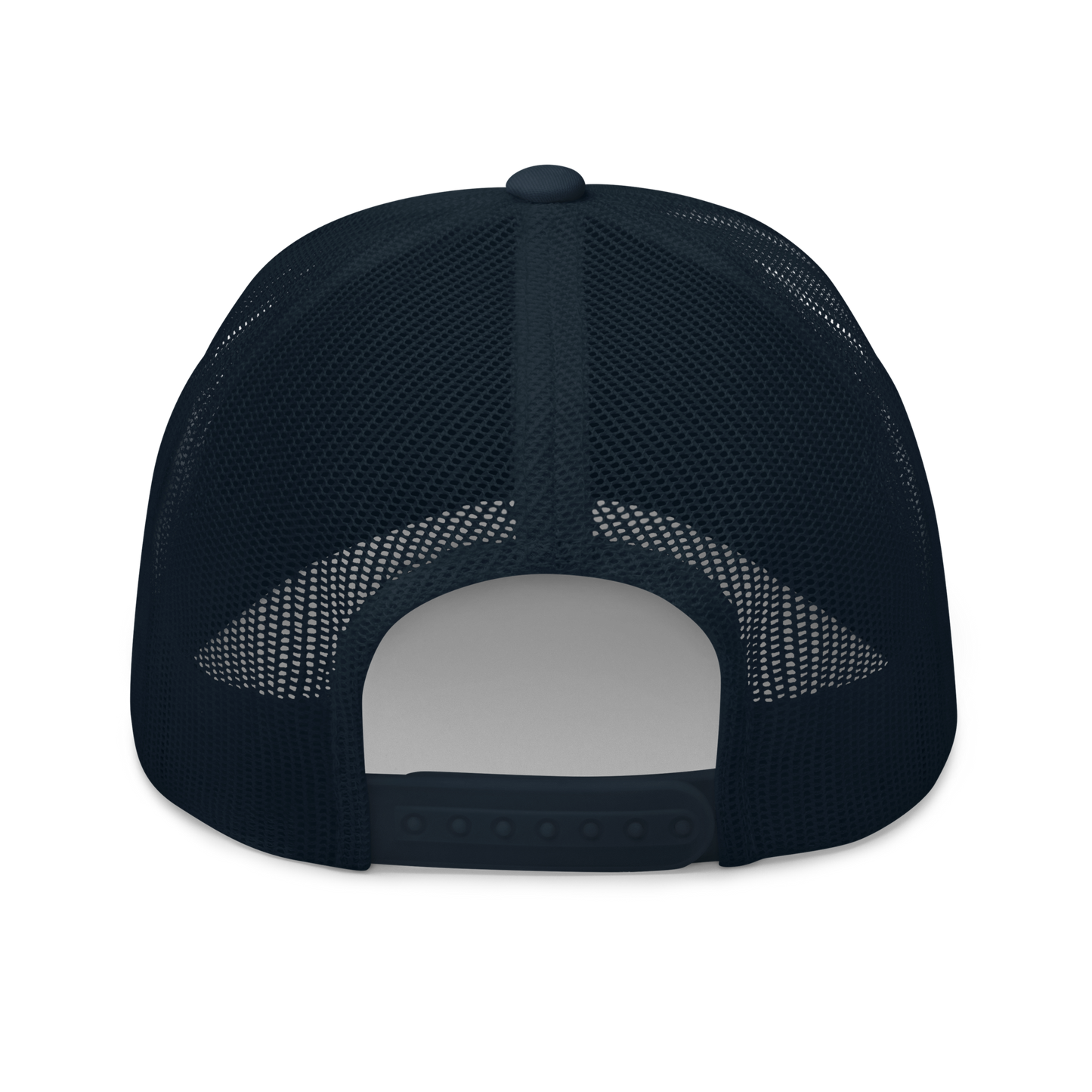 Bontequagga "Equua quagga burchellii" Embroidered Navy Blue Trucker Hat Back Mockup